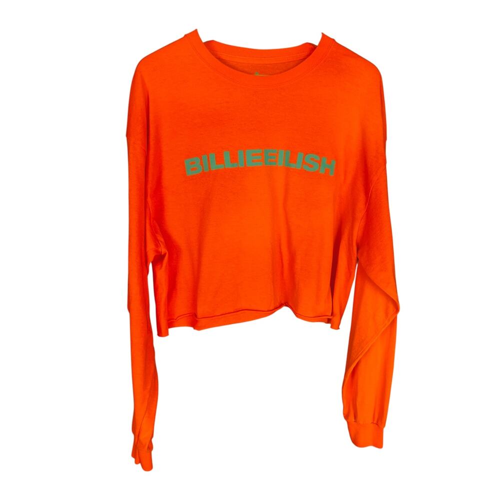 Billie Eilish Don't Smile At Me Orange Cropped Long Sleeve T-Shirt - Women's XL